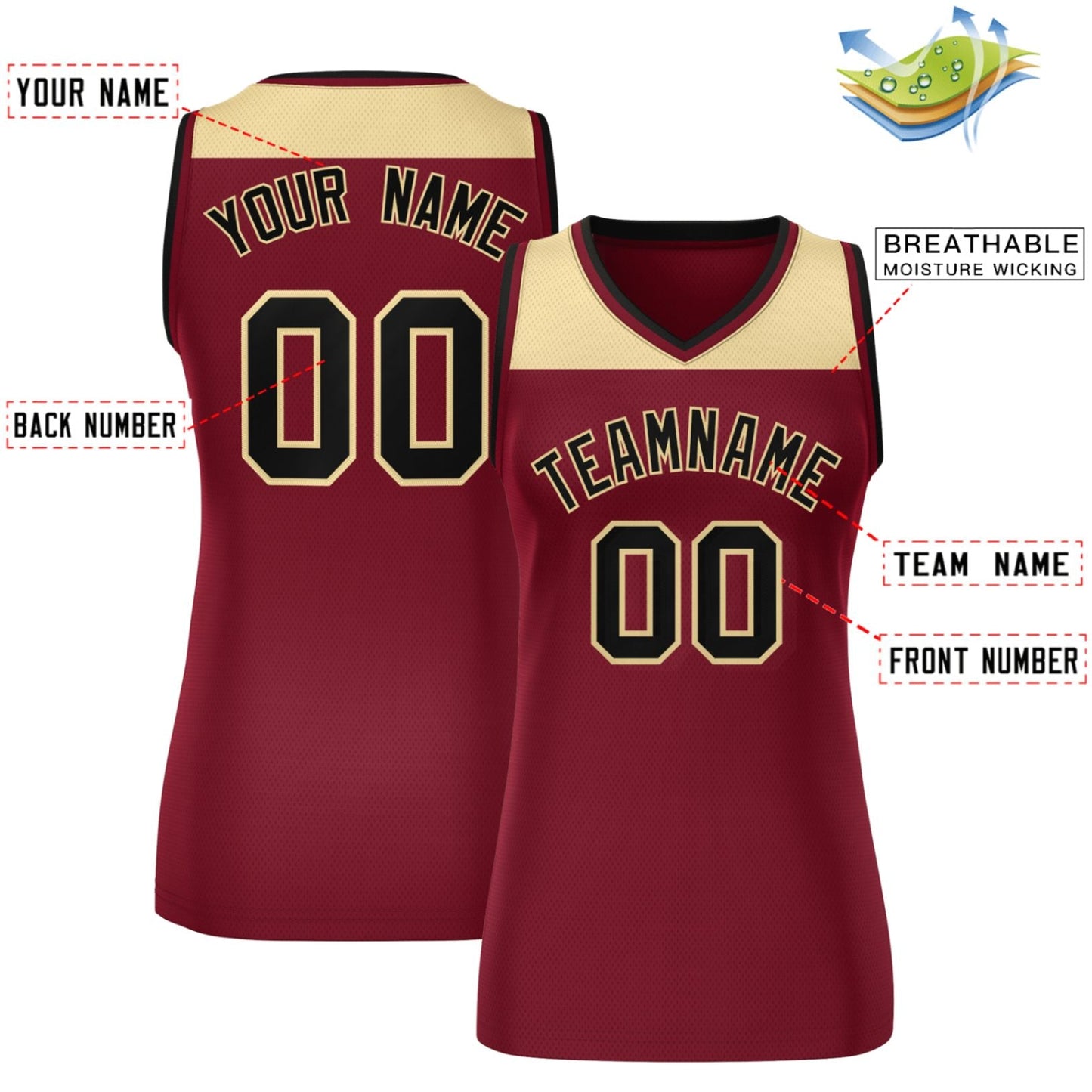 Custom Khaki Crimson Color Block Fashion Tops Mesh Netball Dress For Women