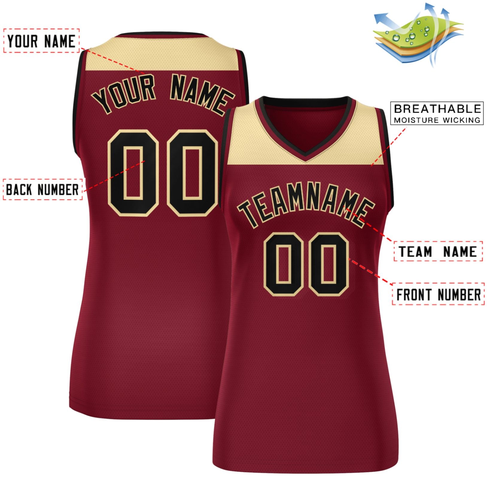 Custom Khaki Crimson Color Block Fashion Tops Mesh Netball Dress For Women