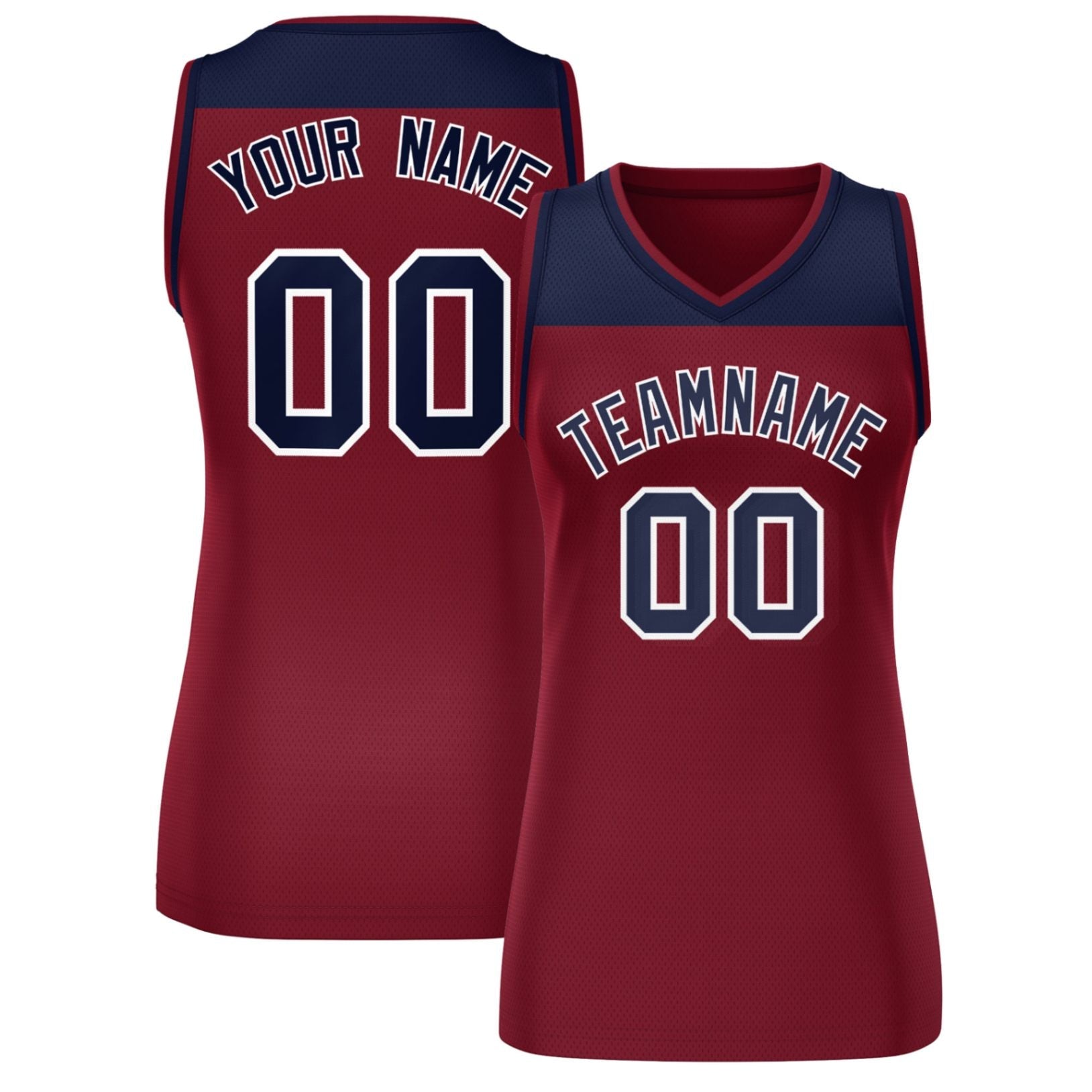 Custom Navy Crimson Color Block Fashion Tops Mesh Netball Dress For Women
