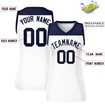 Custom Navy White Color Block Fashion Tops Mesh Netball Dress For Women
