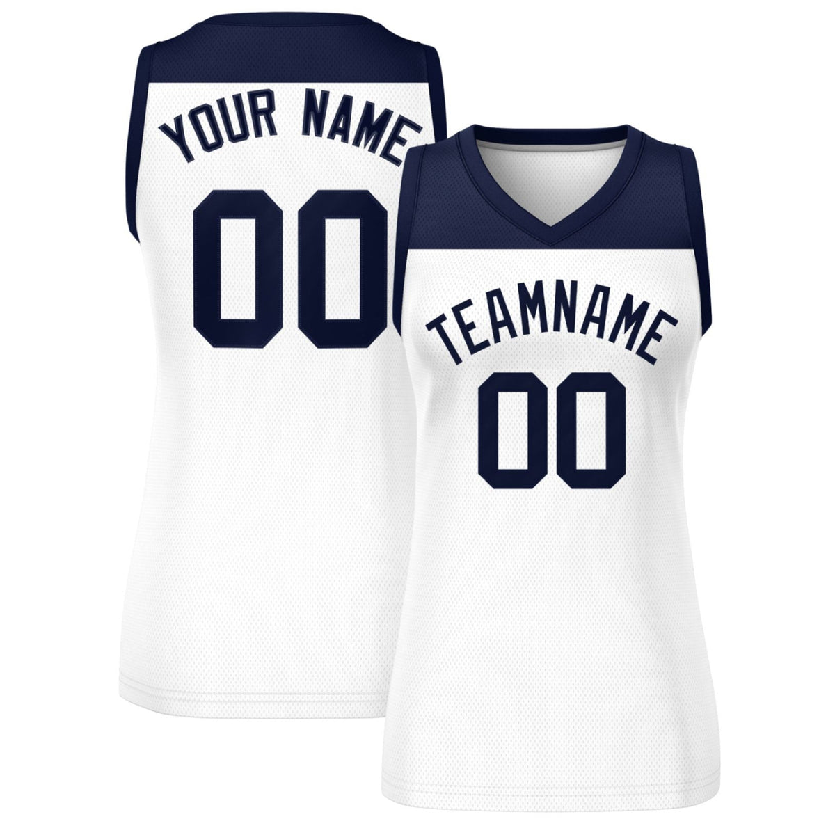 Custom Navy White Color Block Fashion Tops Mesh Netball Dress For Women