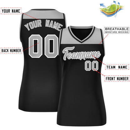 Custom Gray Black Color Block Fashion Tops Mesh Netball Dress For Women