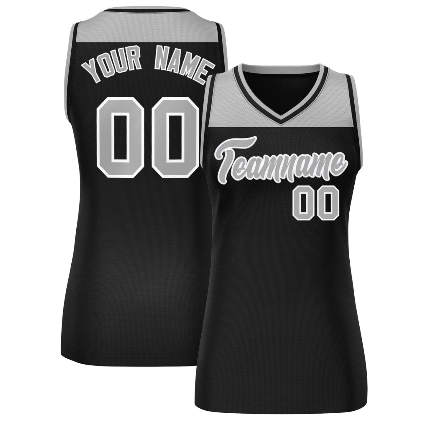 Custom Gray Black Color Block Fashion Tops Mesh Netball Dress For Women