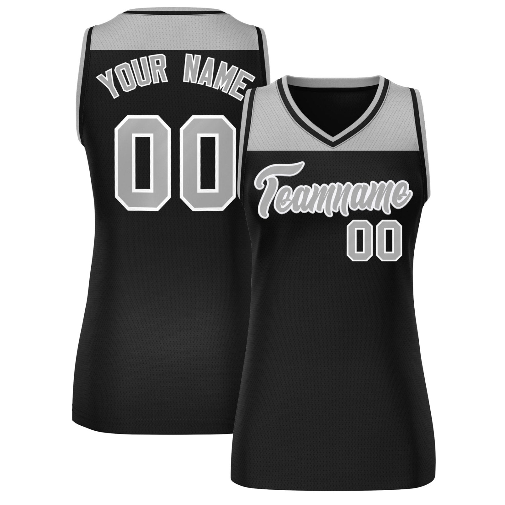 Custom Gray Black Color Block Fashion Tops Mesh Netball Dress For Women