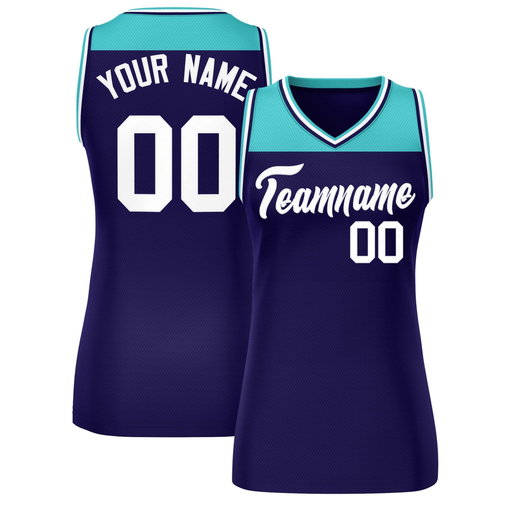 Custom Aqua Purple Color Block Fashion Tops Mesh Netball Dress For Women