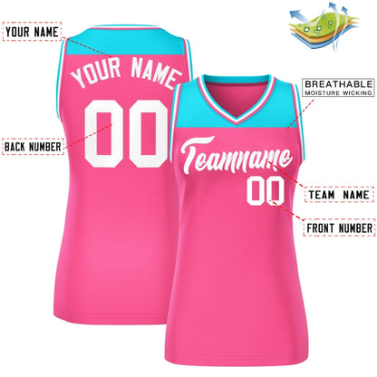 Custom Powder Blue Pink Color Block Fashion Tops Mesh Netball Dress For Women