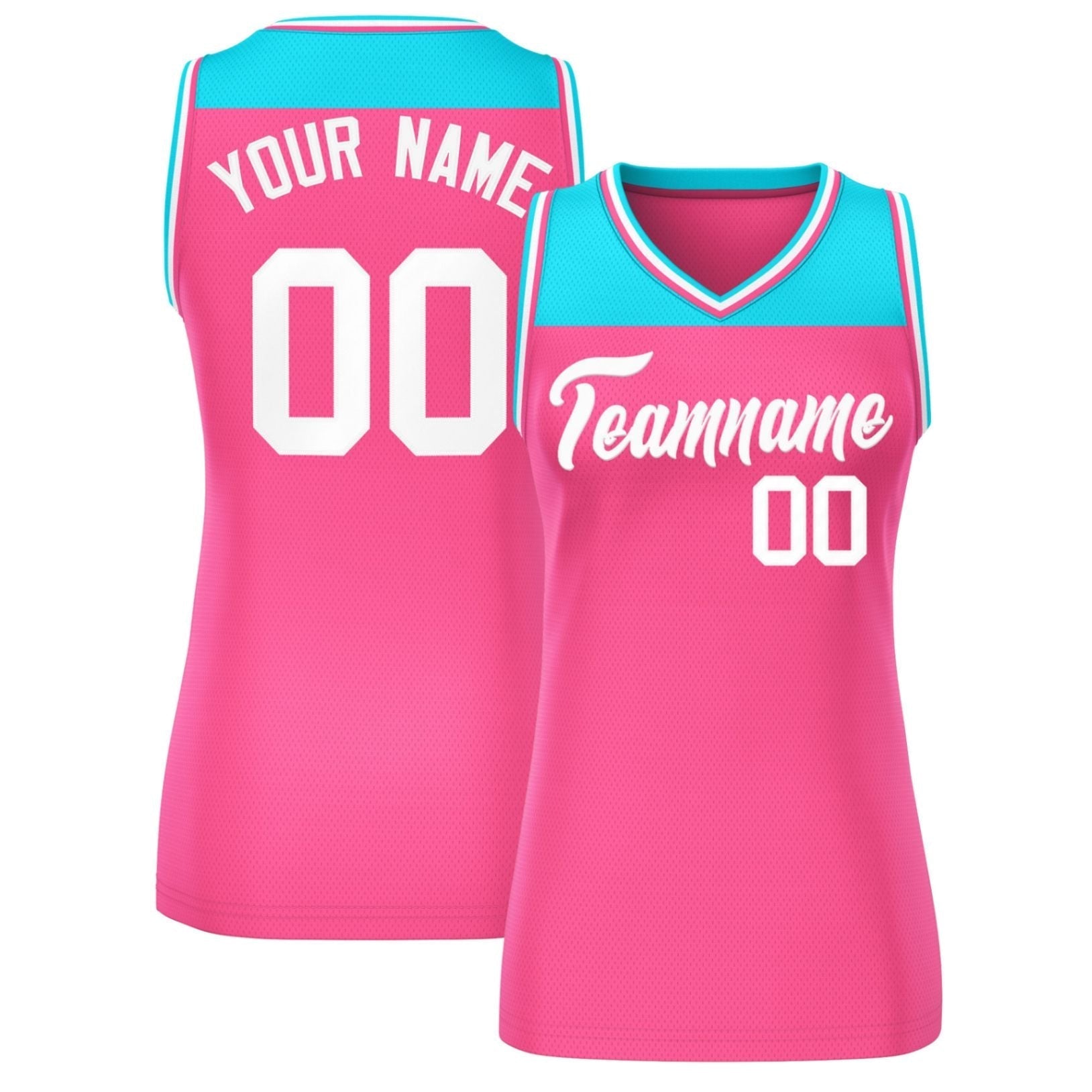 Custom Powder Blue Pink Color Block Fashion Tops Mesh Netball Dress For Women