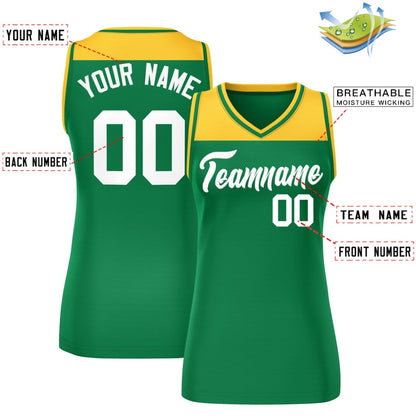 Custom Gold Kelly Green Color Block Fashion Tops Mesh Netball Dress For Women