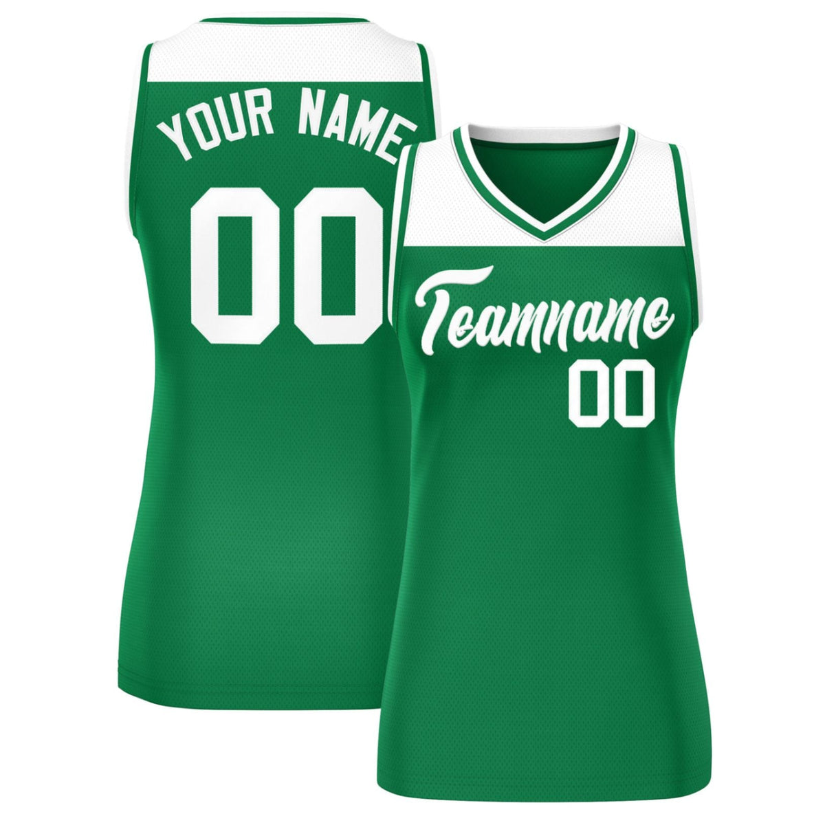 Custom White Kelly Green Color Block Fashion Tops Mesh Netball Dress For Women