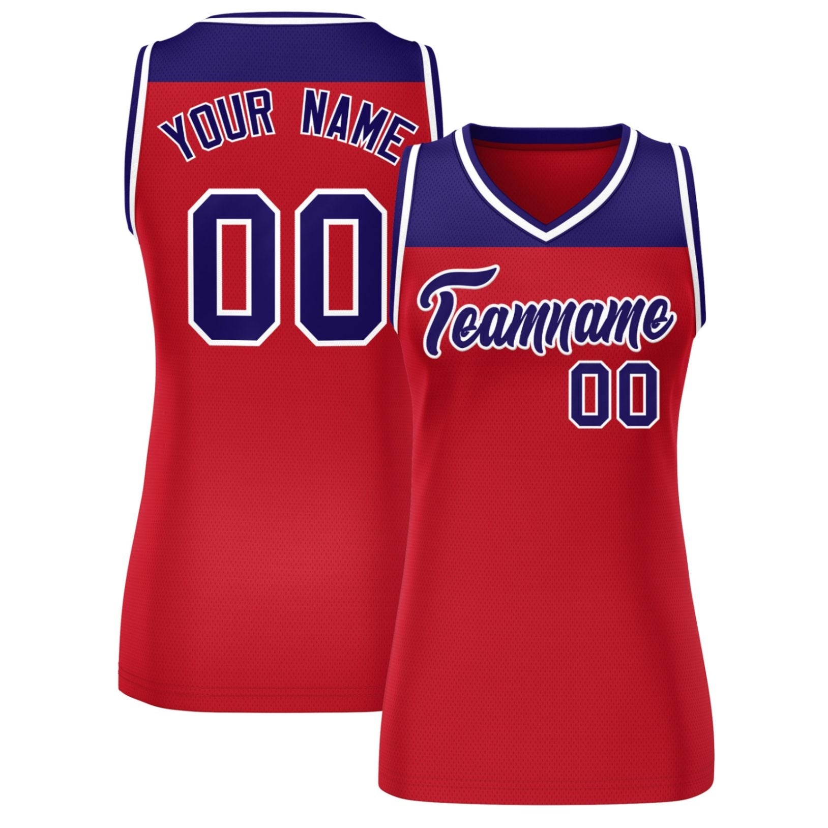 Custom Purple Red Color Block Fashion Tops Mesh Netball Dress For Women