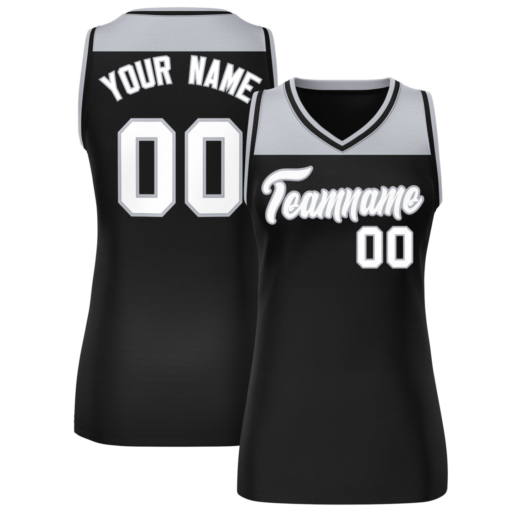 Custom Gray Black Color Block Fashion Tops Mesh Netball Dress For Women