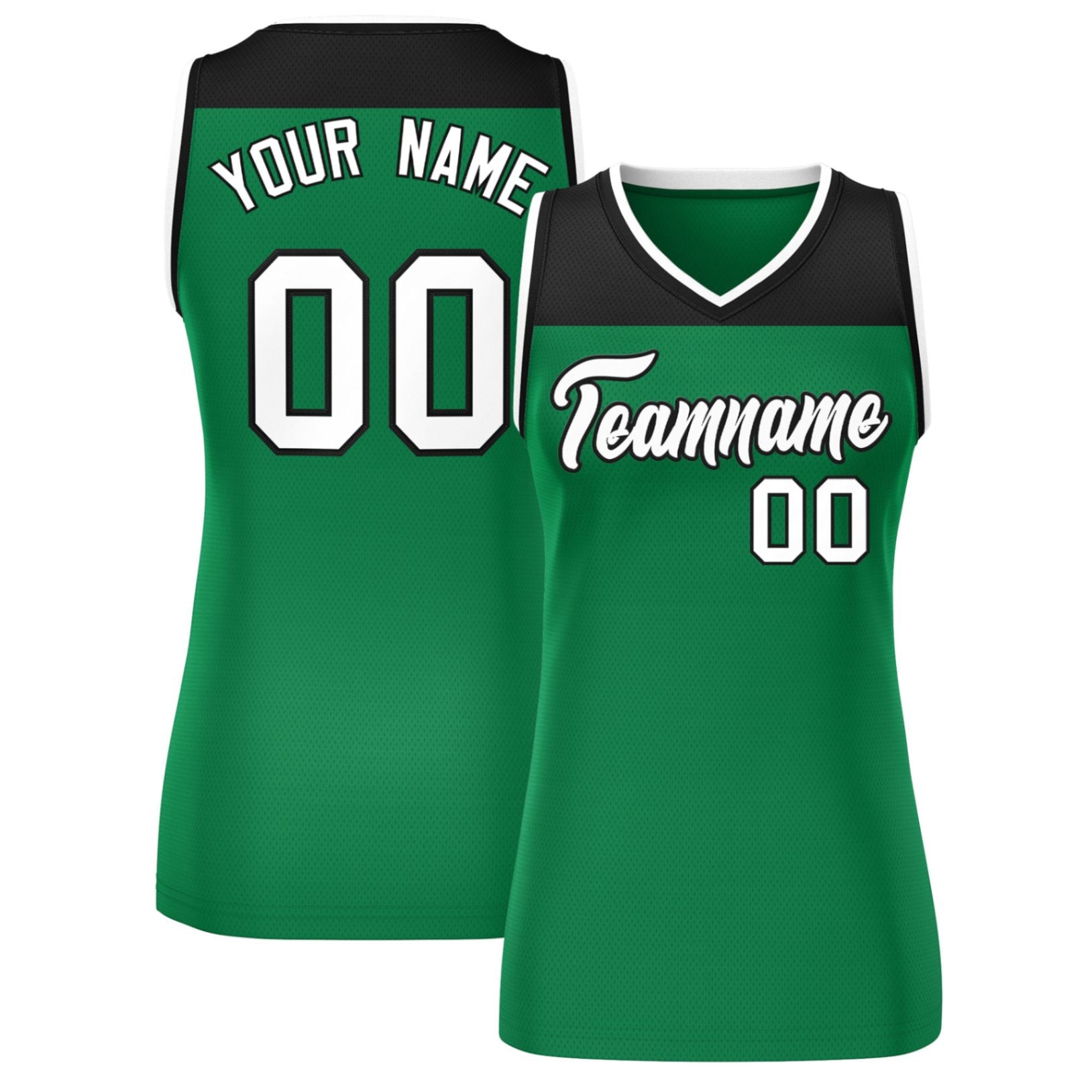 Custom Black Kelly Green Color Block Fashion Tops Mesh Netball Dress For Women