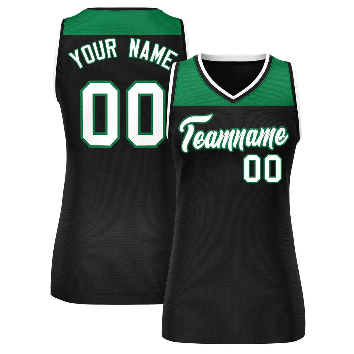 Custom Kelly Green Black Color Block Fashion Tops Mesh Netball Dress For Women