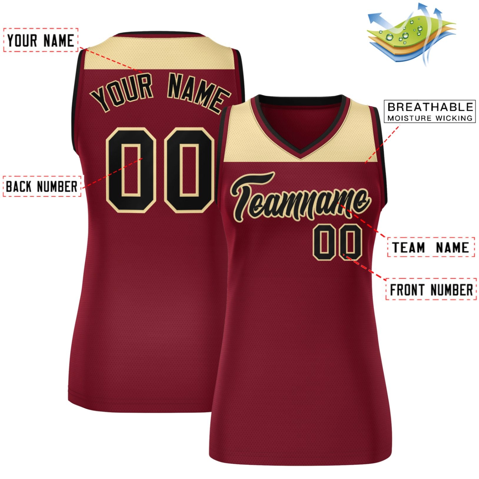 Custom Khaki Crimson Color Block Fashion Tops Mesh Netball Dress For Women