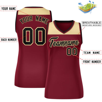 Custom Khaki Crimson Color Block Fashion Tops Mesh Netball Dress For Women