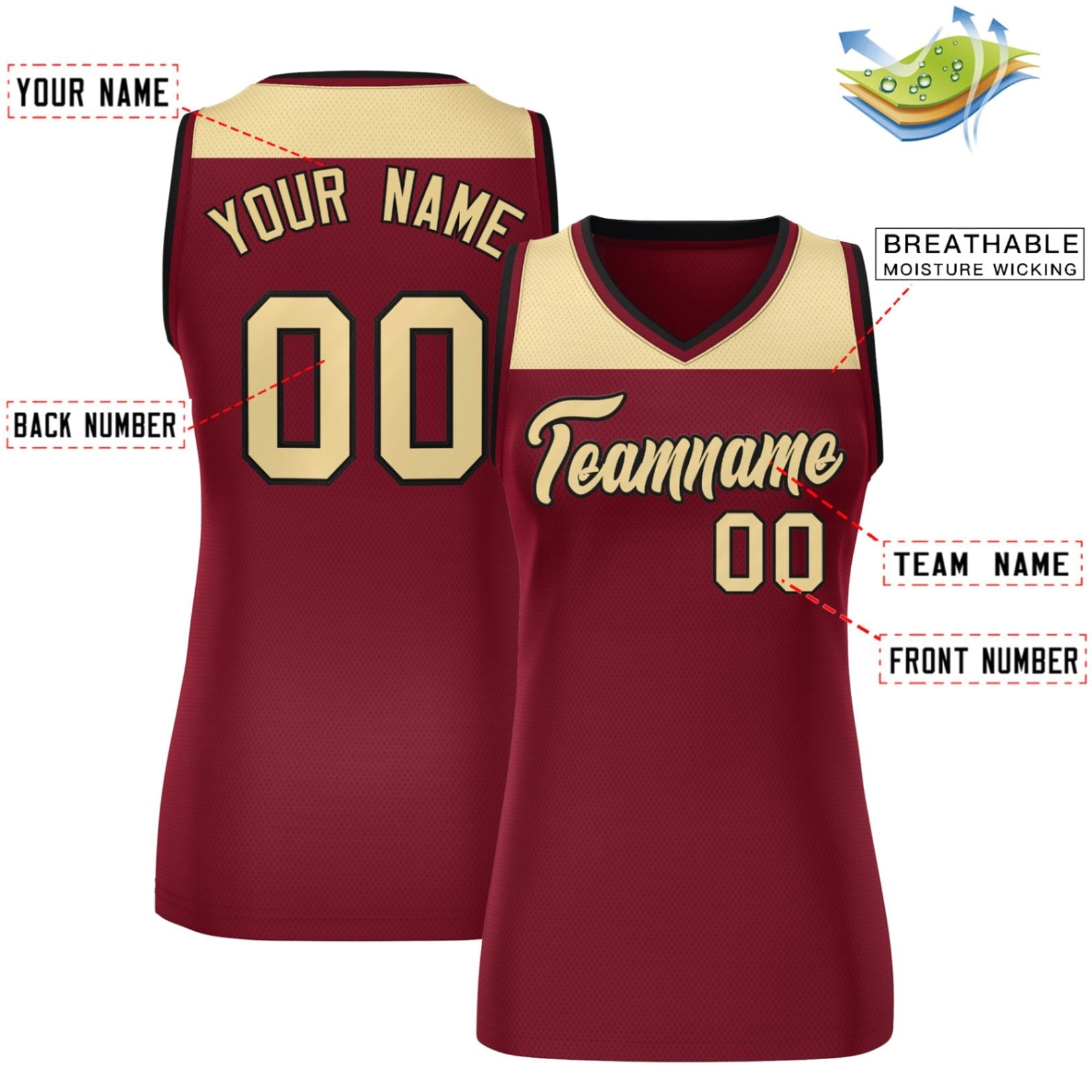 Custom Khaki Crimson Color Block Fashion Tops Mesh Netball Dress For Women