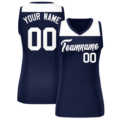 Custom White Navy Color Block Fashion Tops Mesh Netball Dress For Women