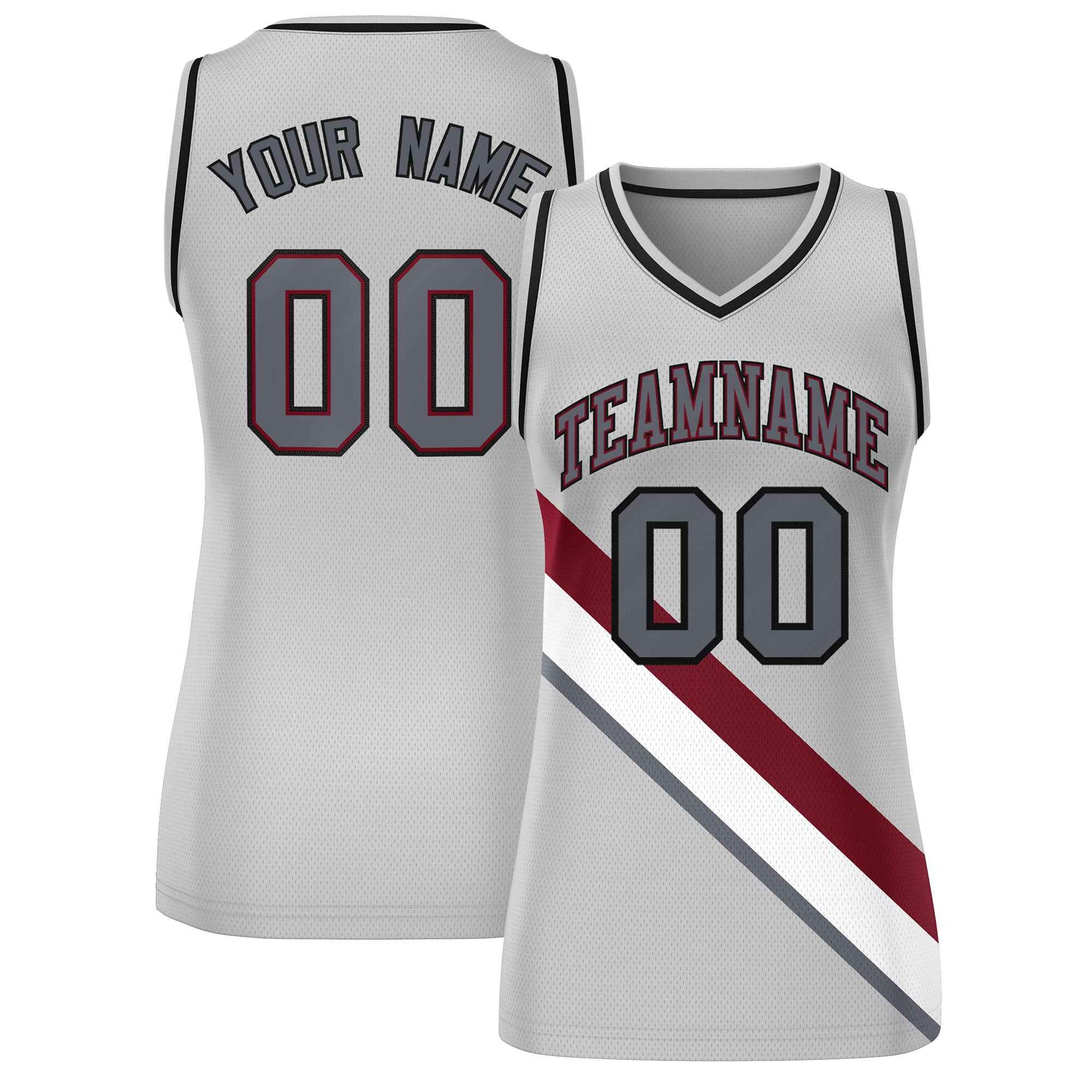 Custom Gray Black-Gray Thick Slash Fashion Tops Mesh Netball Dress For Women