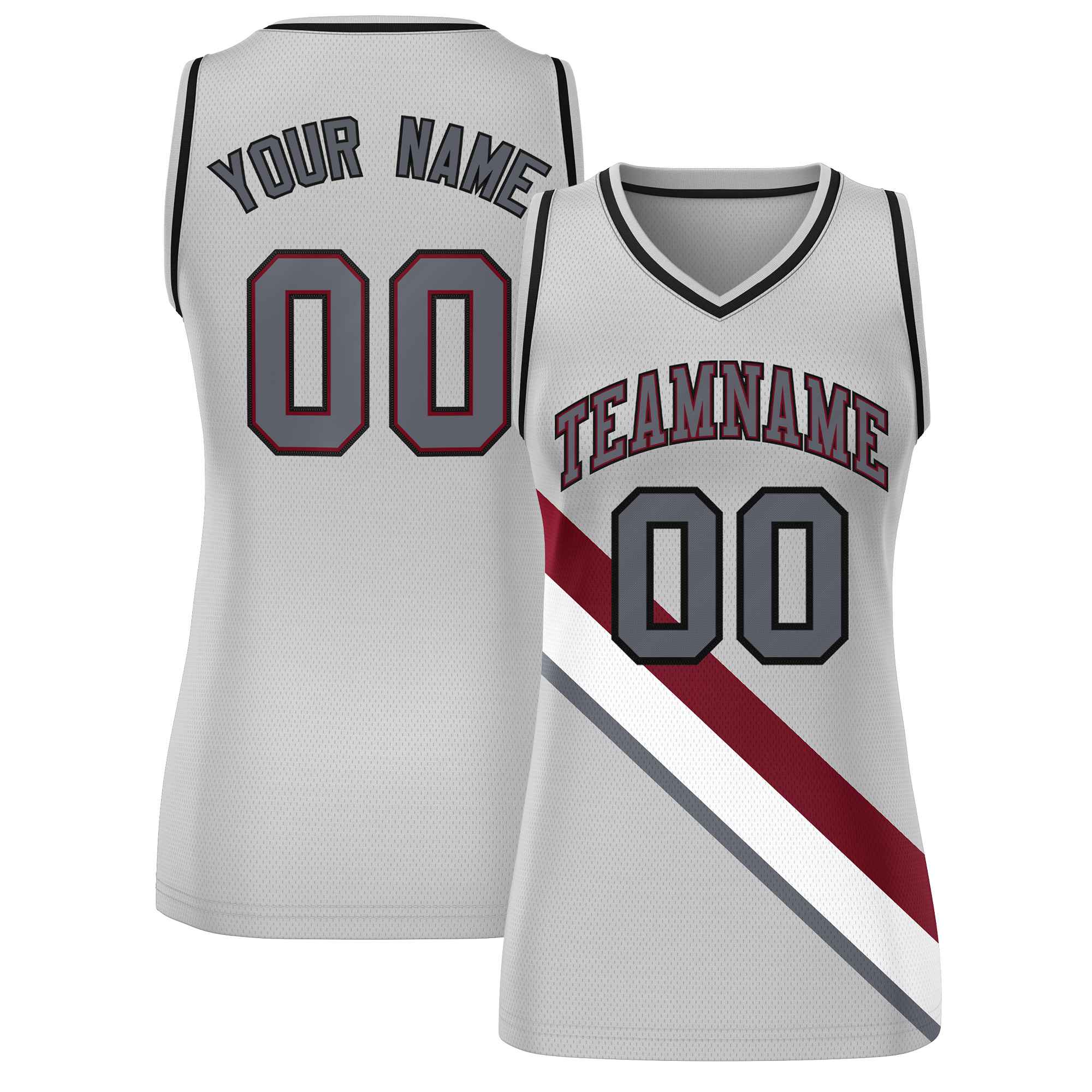 Custom Gray Black-Gray Thick Slash Fashion Tops Mesh Netball Dress For Women