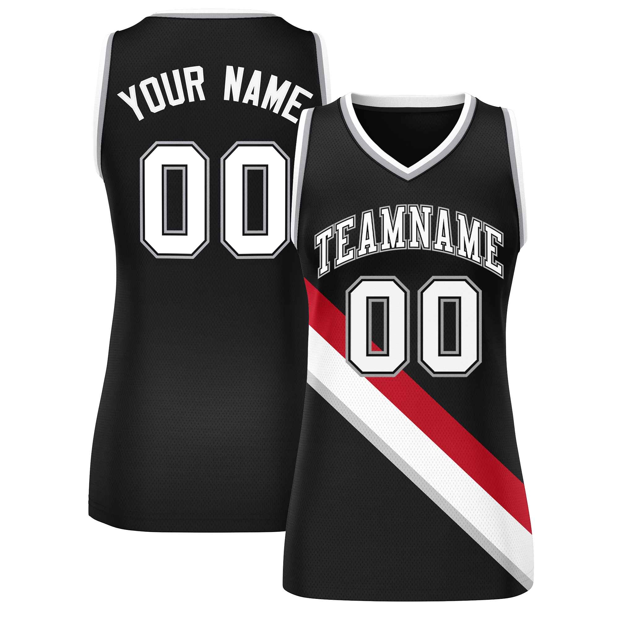 Custom Black Gray-White Thick Slash Fashion Tops Mesh Netball Dress For Women