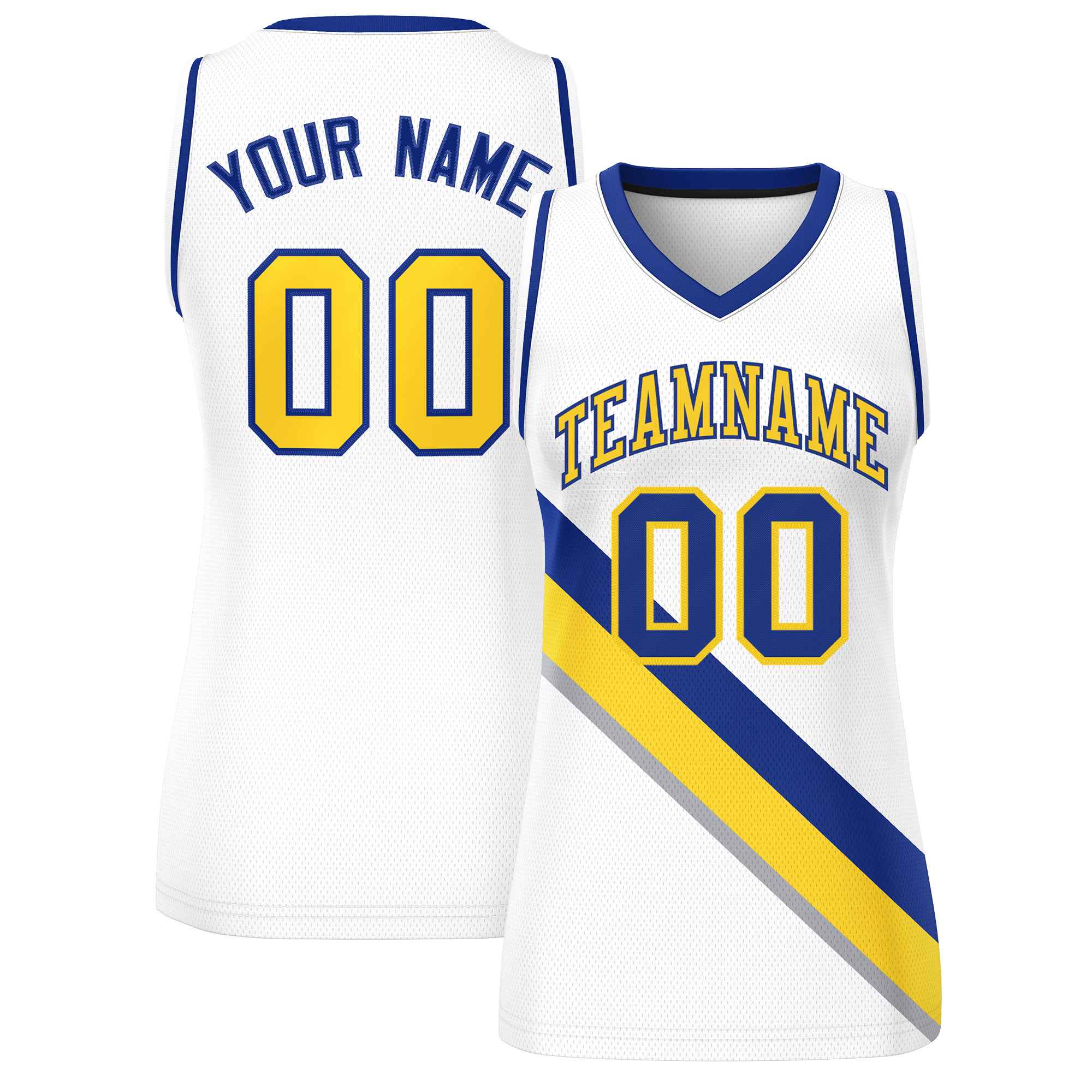 Custom White Navy-White Thick Slash Fashion Tops Mesh Netball Dress For Women
