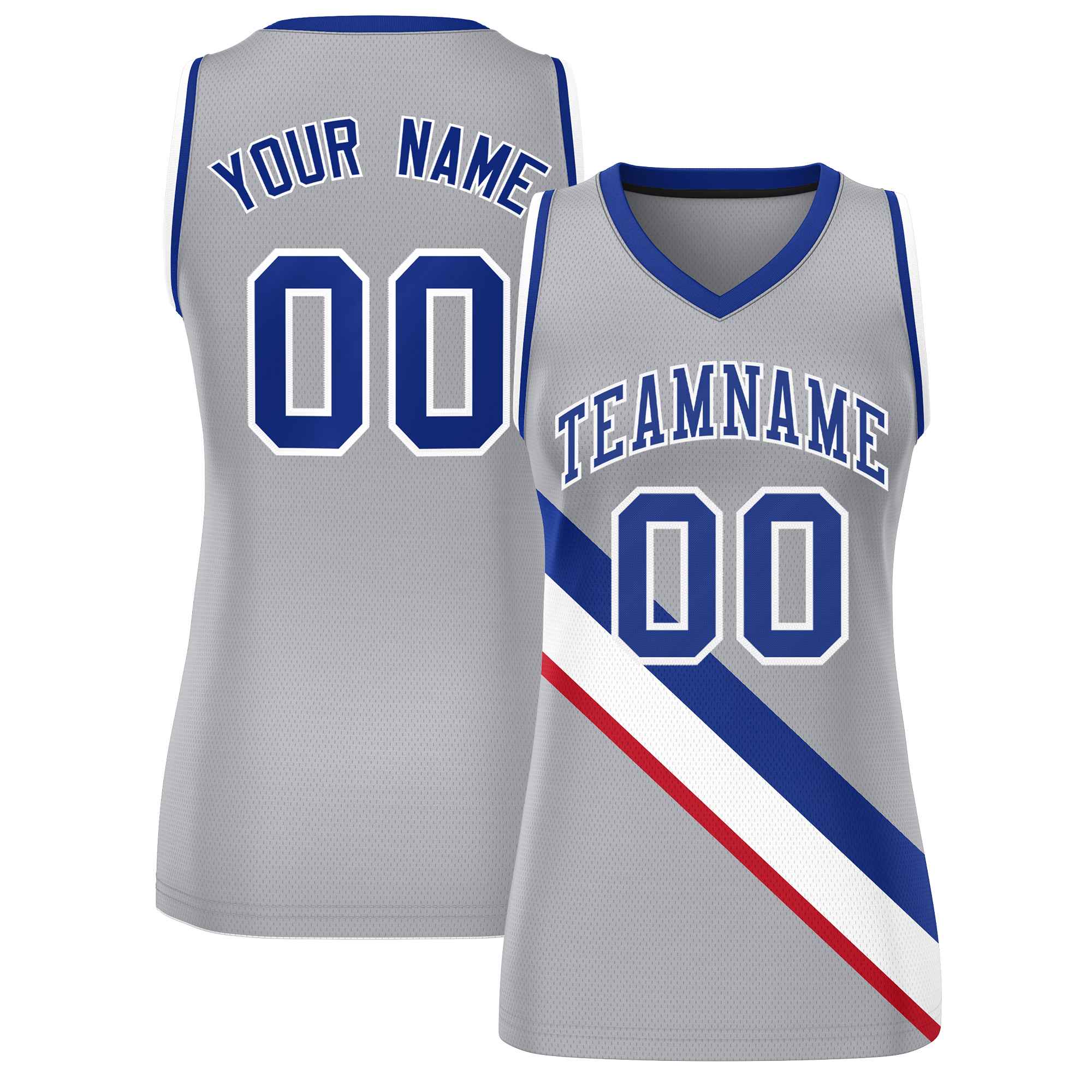 Custom Light Gray Royal-White Thick Slash Fashion Tops Mesh Netball Dress For Women