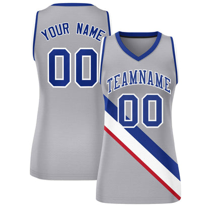 Custom Light Gray Royal-White Thick Slash Fashion Tops Mesh Netball Dress For Women