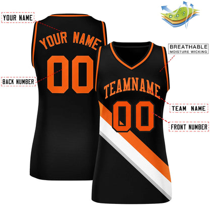 Custom Black Orange-White Thick Slash Fashion Tops Mesh Netball Dress For Women