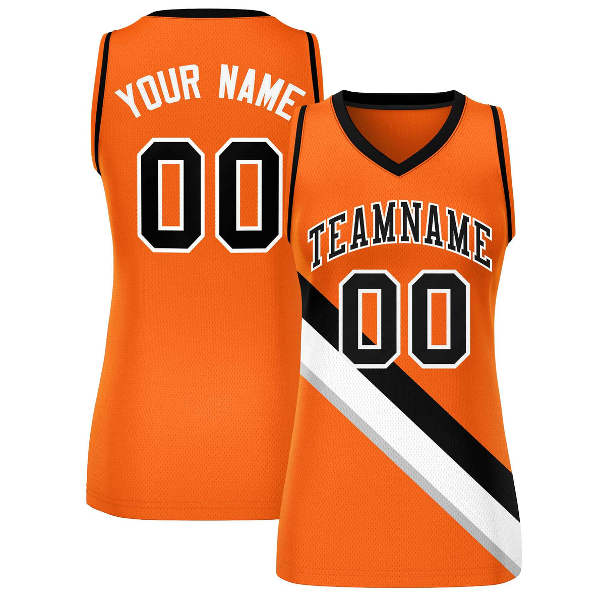 Custom Orange Black-White Thick Slash Fashion Tops Mesh Netball Dress For Women