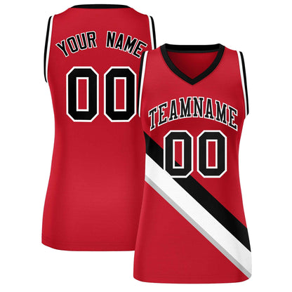 Custom Red Black-White Thick Slash Fashion Tops Mesh Netball Dress For Women