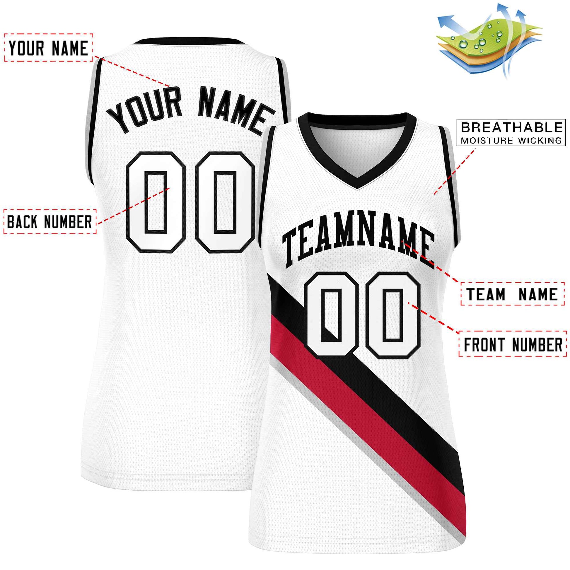 Custom White Black-Gray Thick Slash Fashion Tops Mesh Netball Dress For Women
