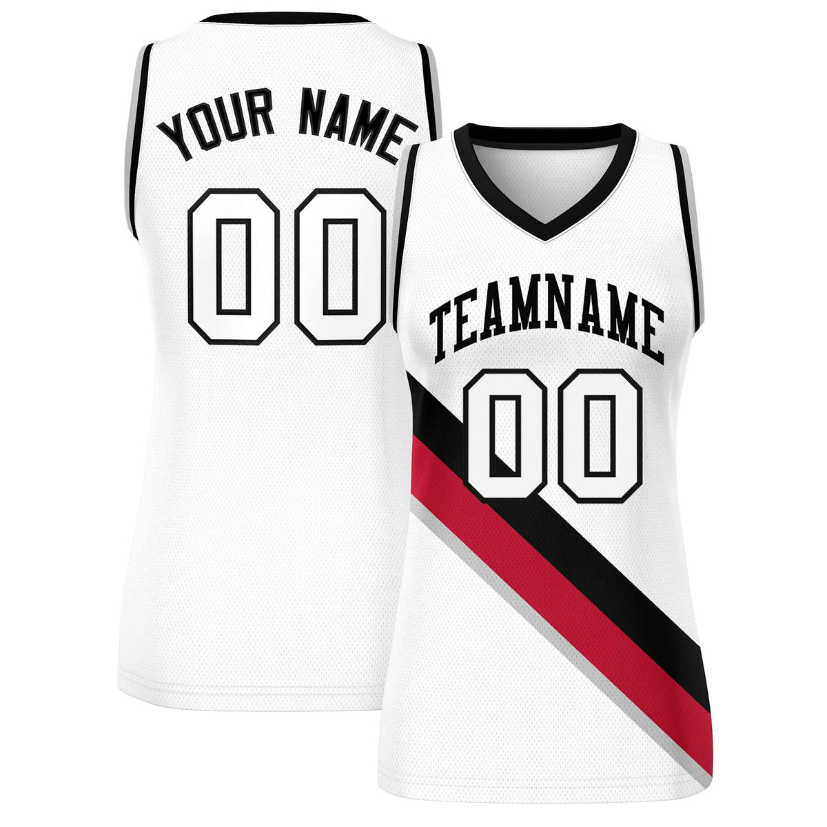 Custom White Black-Gray Thick Slash Fashion Tops Mesh Netball Dress For Women