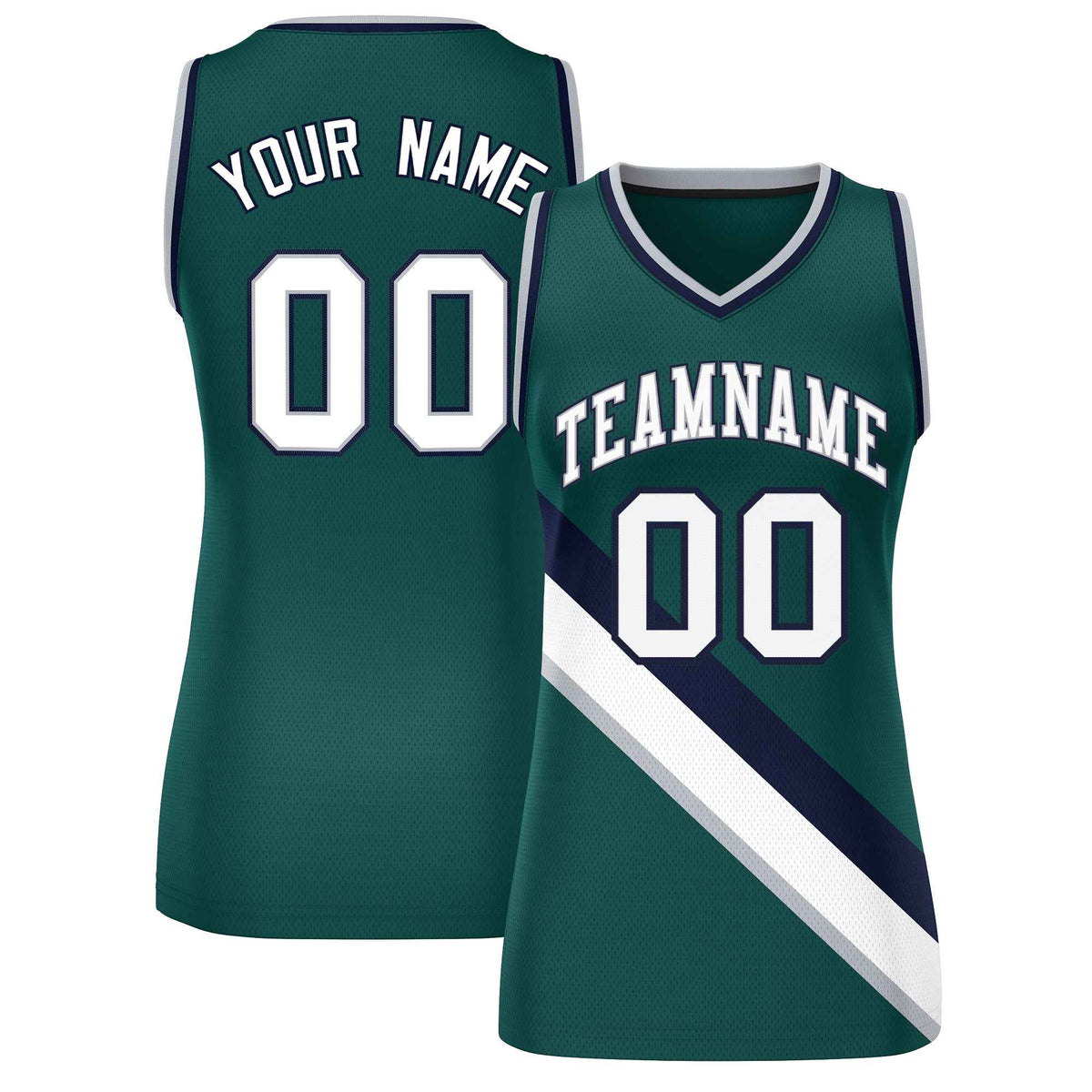 Custom Midnight Green Navy-Midnight Green Thick Slash Fashion Tops Mesh Netball Dress For Women