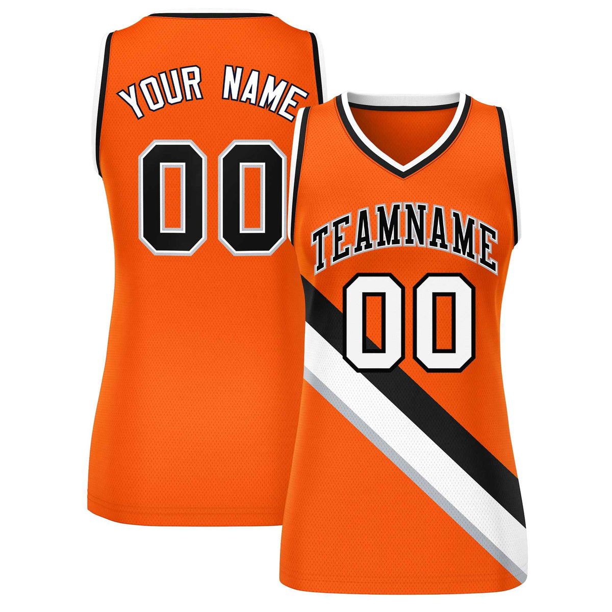 Custom Orange Black-White Thick Slash Fashion Tops Mesh Netball Dress For Women