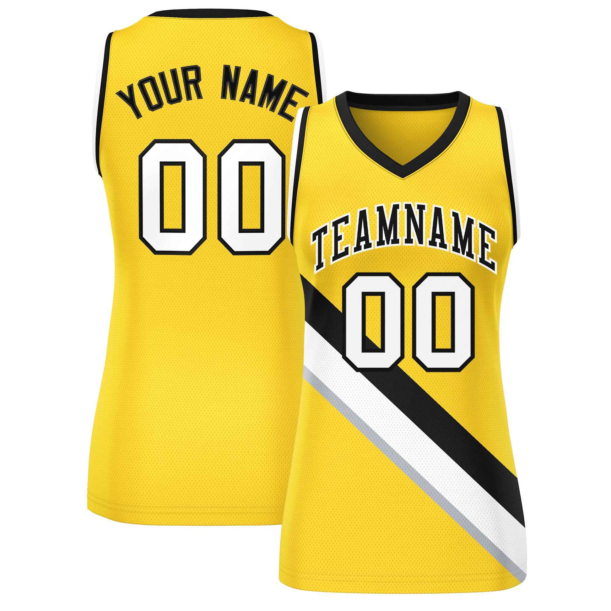 Custom Gold Black-White Thick Slash Fashion Tops Mesh Netball Dress For Women