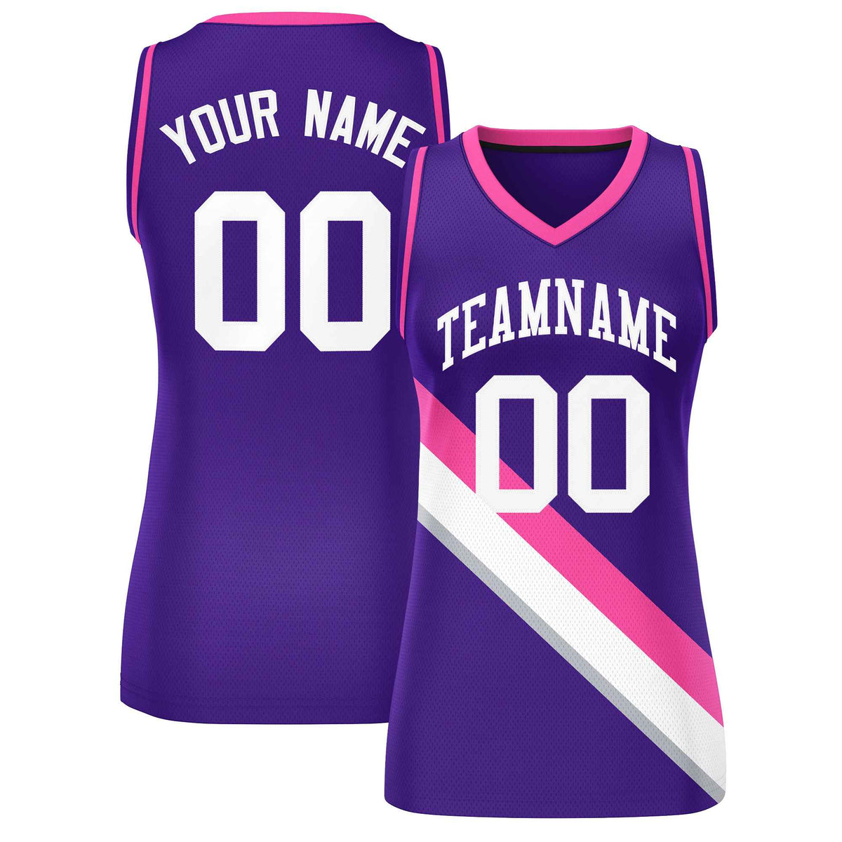 Custom Purple Pink-Purple Thick Slash Fashion Tops Mesh Netball Dress For Women