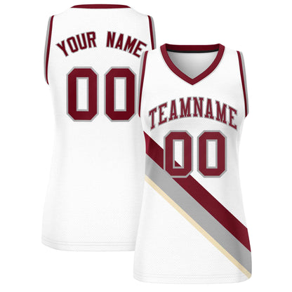 Custom White Crimson-Gray Thick Slash Fashion Tops Mesh Netball Dress For Women