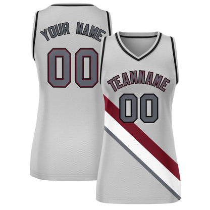 Custom Gray Black-Gray Thick Slash Fashion Tops Mesh Netball Dress For Women