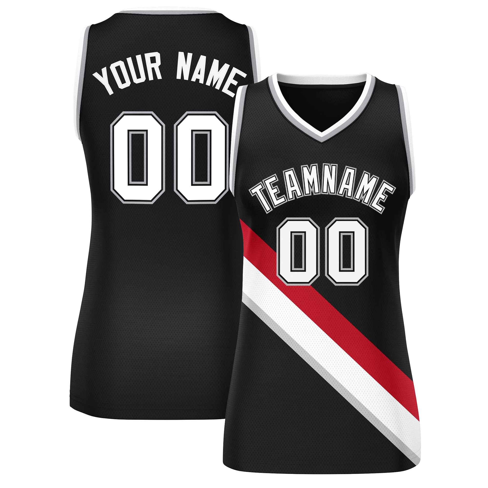 Custom Black Gray-White Thick Slash Fashion Tops Mesh Netball Dress For Women