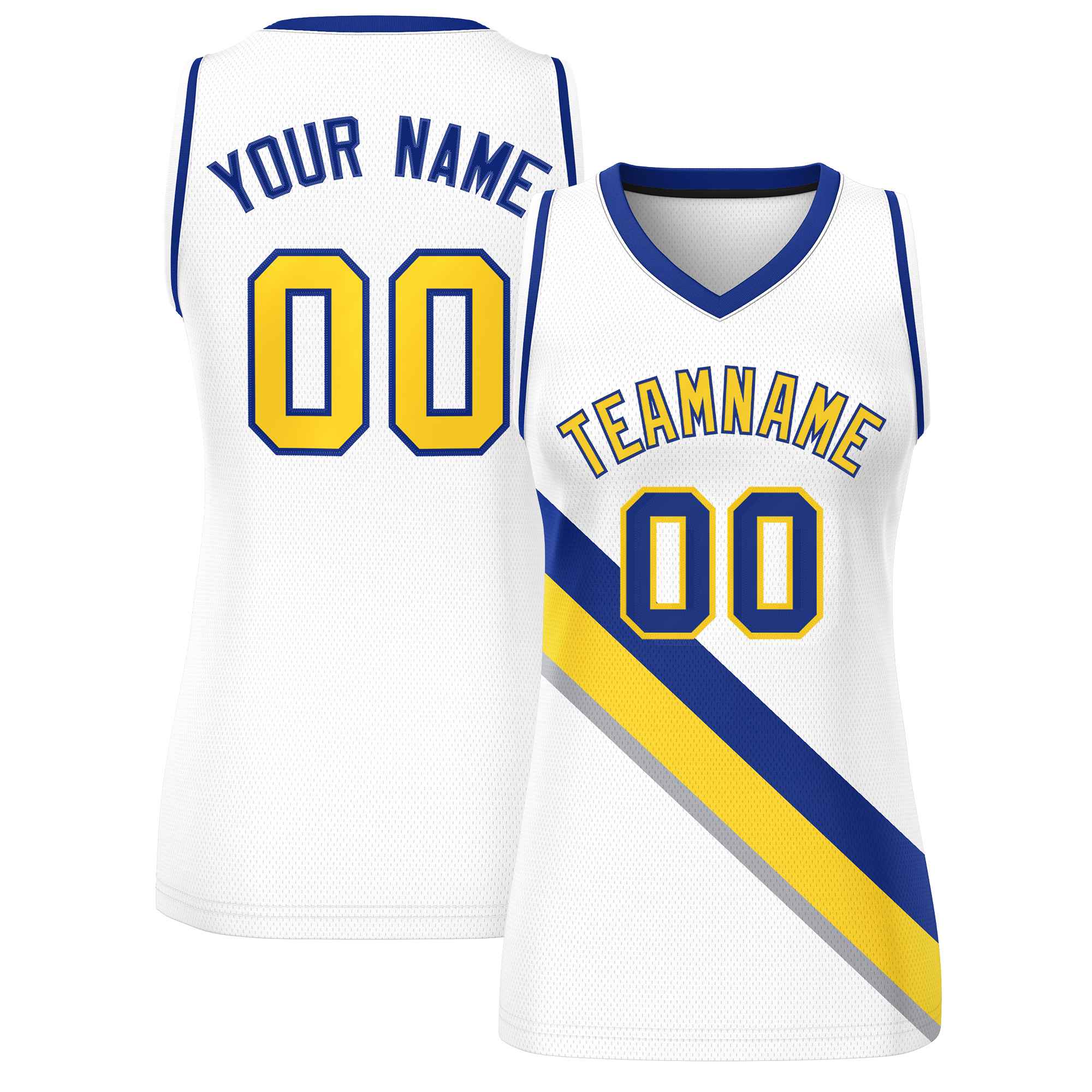 Custom White Navy-White Thick Slash Fashion Tops Mesh Netball Dress For Women