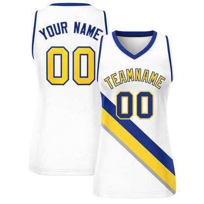 Custom White Navy-White Thick Slash Fashion Tops Mesh Netball Dress For Women