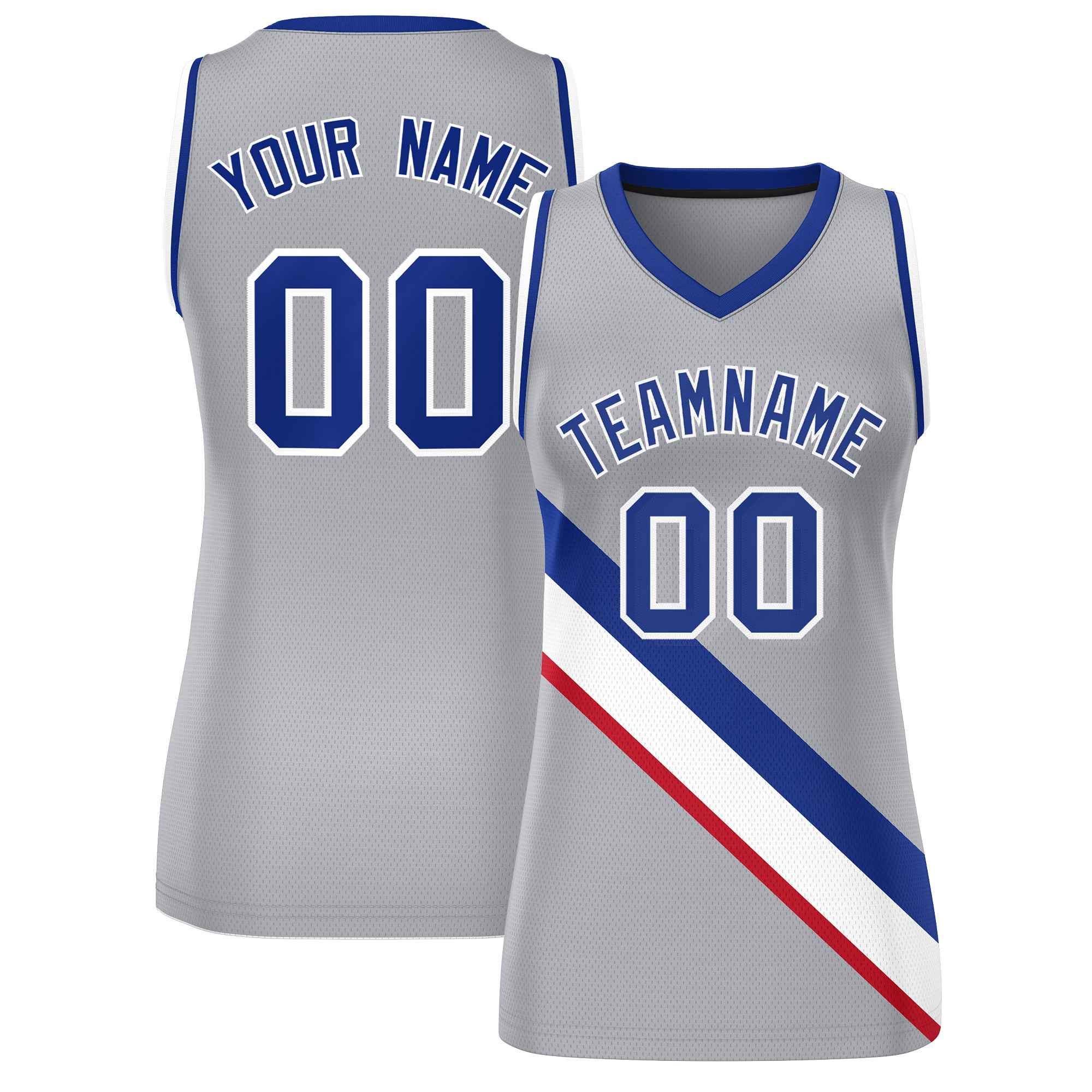 Custom Light Gray Royal-White Thick Slash Fashion Tops Mesh Netball Dress For Women