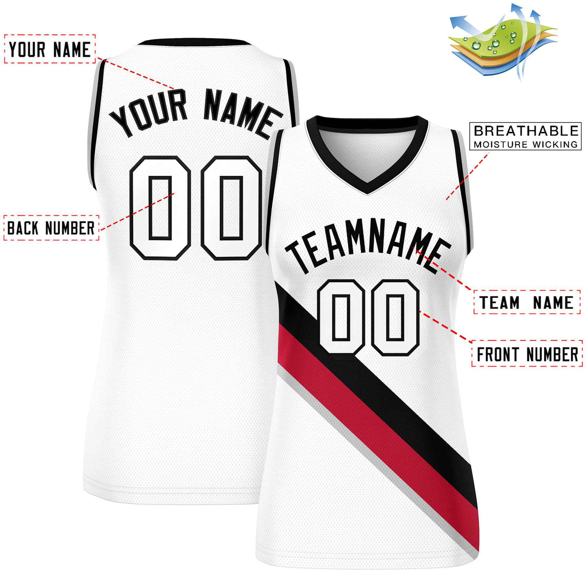 Custom White Black-Gray Thick Slash Fashion Tops Mesh Netball Dress For Women