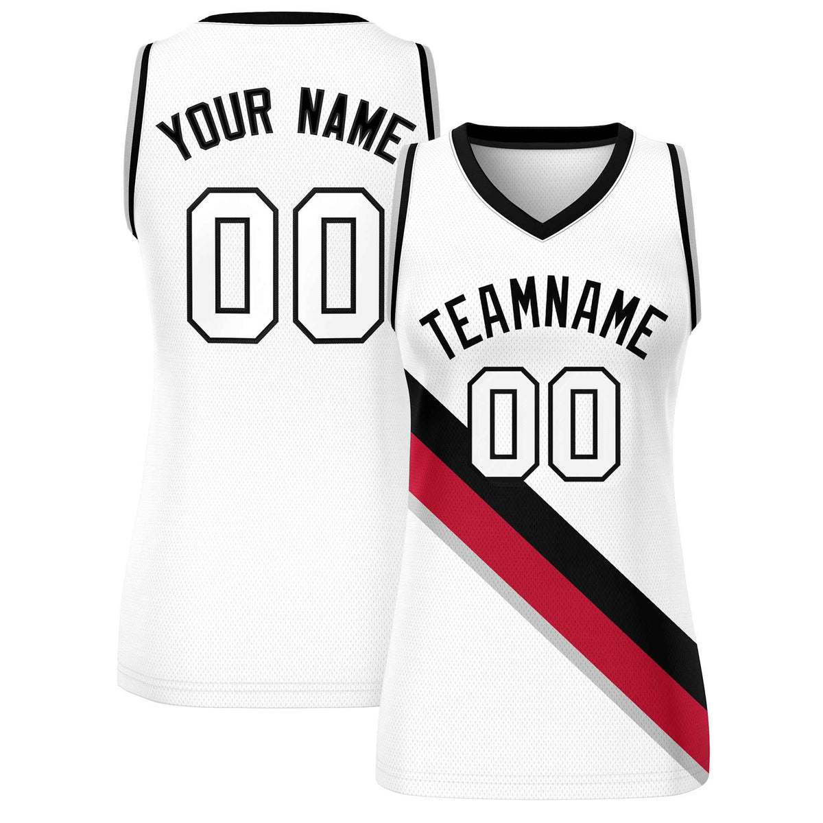 Custom White Black-Gray Thick Slash Fashion Tops Mesh Netball Dress For Women