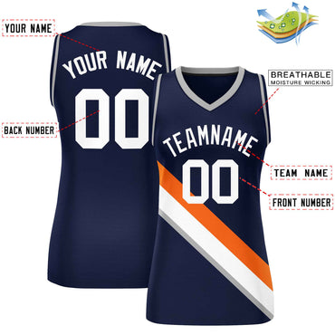 Custom Navy Gray-Navy Thick Slash Fashion Tops Mesh Netball Dress For Women