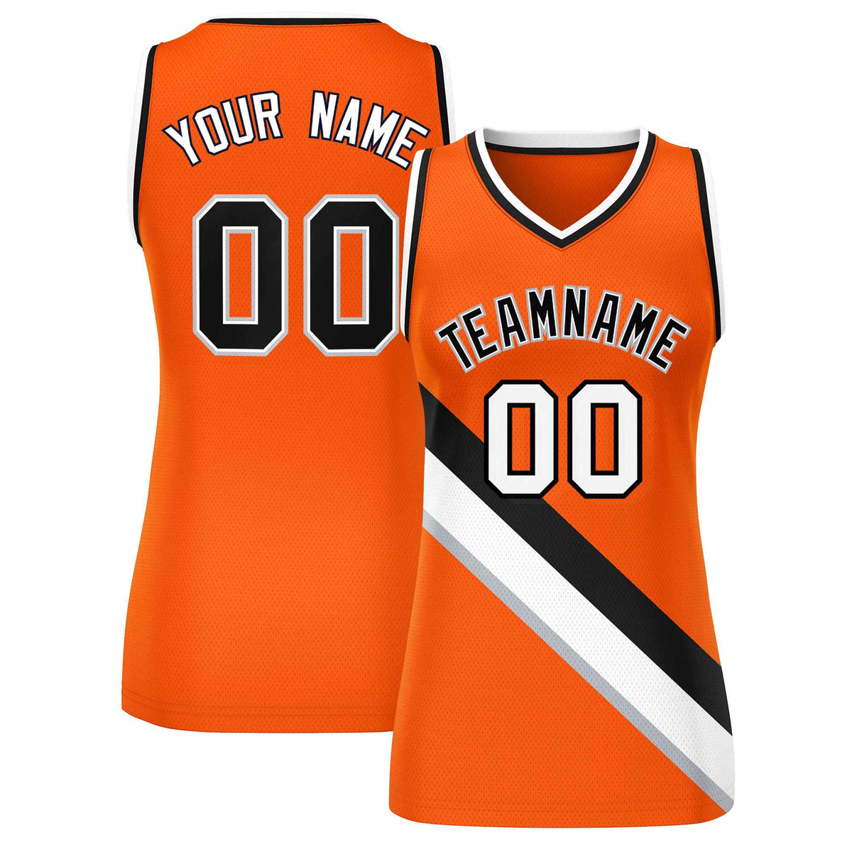 Custom Orange Black-White Thick Slash Fashion Tops Mesh Netball Dress For Women