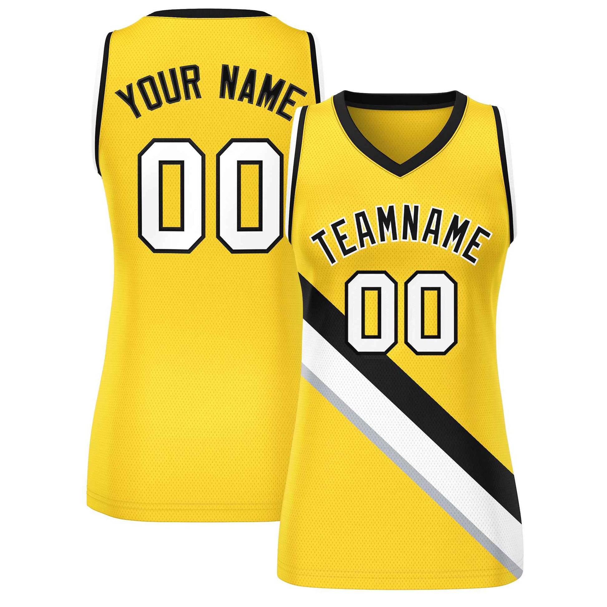 Custom Gold Black-White Thick Slash Fashion Tops Mesh Netball Dress For Women