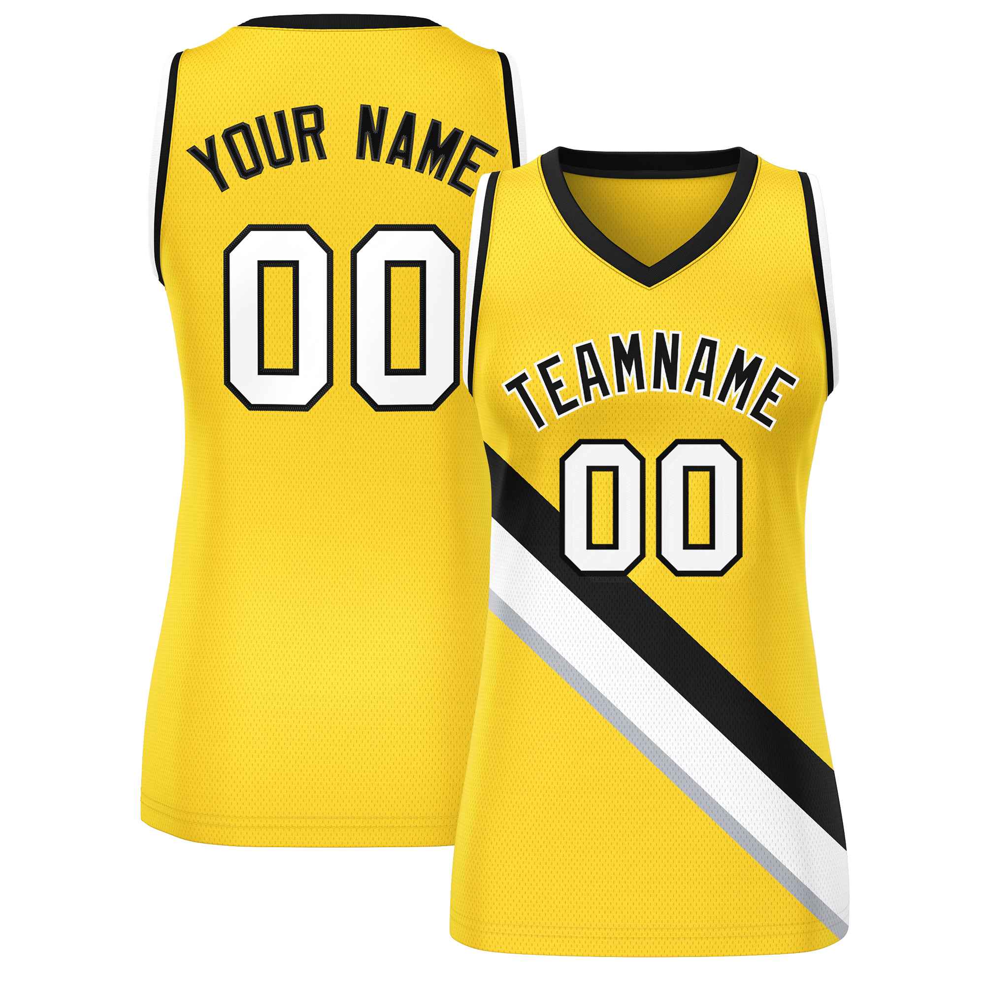 Custom Gold Black-White Thick Slash Fashion Tops Mesh Netball Dress For Women