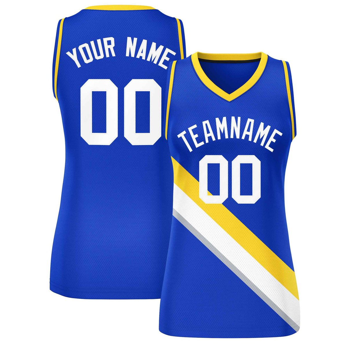 Custom Royal Gold-Royal Thick Slash Fashion Tops Mesh Netball Dress For Women