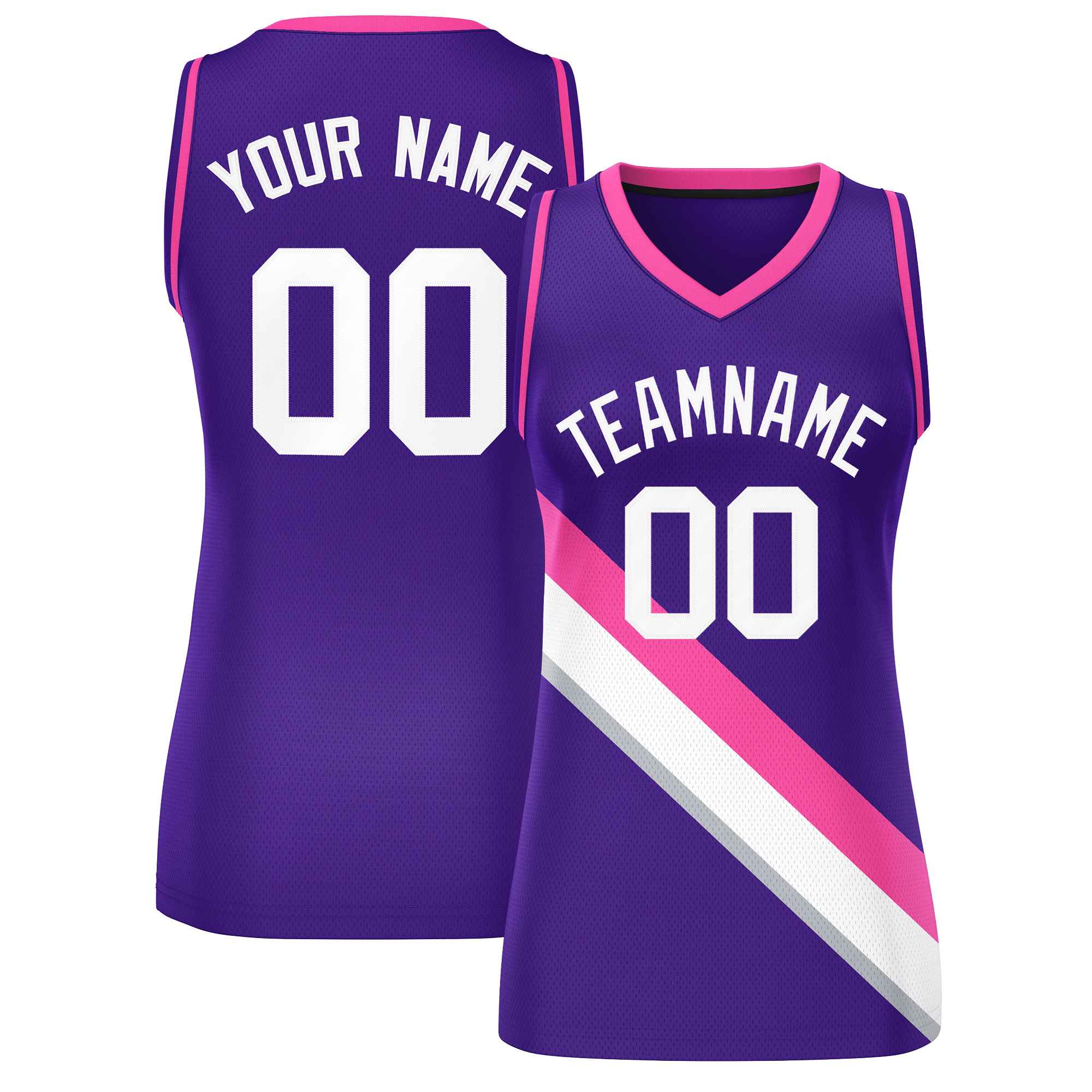 Custom Purple Pink-Purple Thick Slash Fashion Tops Mesh Netball Dress For Women